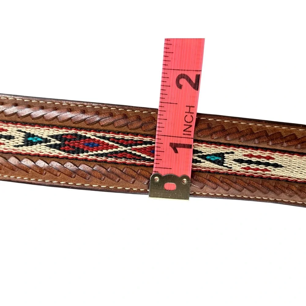 Silver Creek Classics Belt Mens 34 Brown Leather Good Western Woven Basketweave